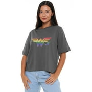 Wonder Woman Rainbow Wonder Woman Women's Boxy Cropped T-Shirt Casual Graphic Tee